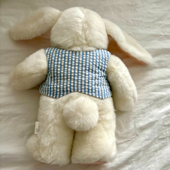 Hallmark Easter Bunny Plush Male Blue Stripe Vest Excellent Condition 13" Toy - Picture 3 of 7